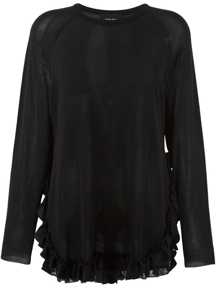 Simone Rocha Frill Trim Blouse, Women's, Size: 8, Black, Cotton/viscose