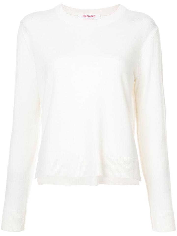 Organic By John Patrick Cropped Crew Neck Pullover - White