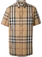 Burberry Shortsleeved Checked Shirt - Brown