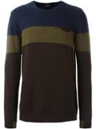 Roberto Collina Contrast Stripes Sweater, Men's, Size: 48, Brown, Nylon/camel Hair/merino