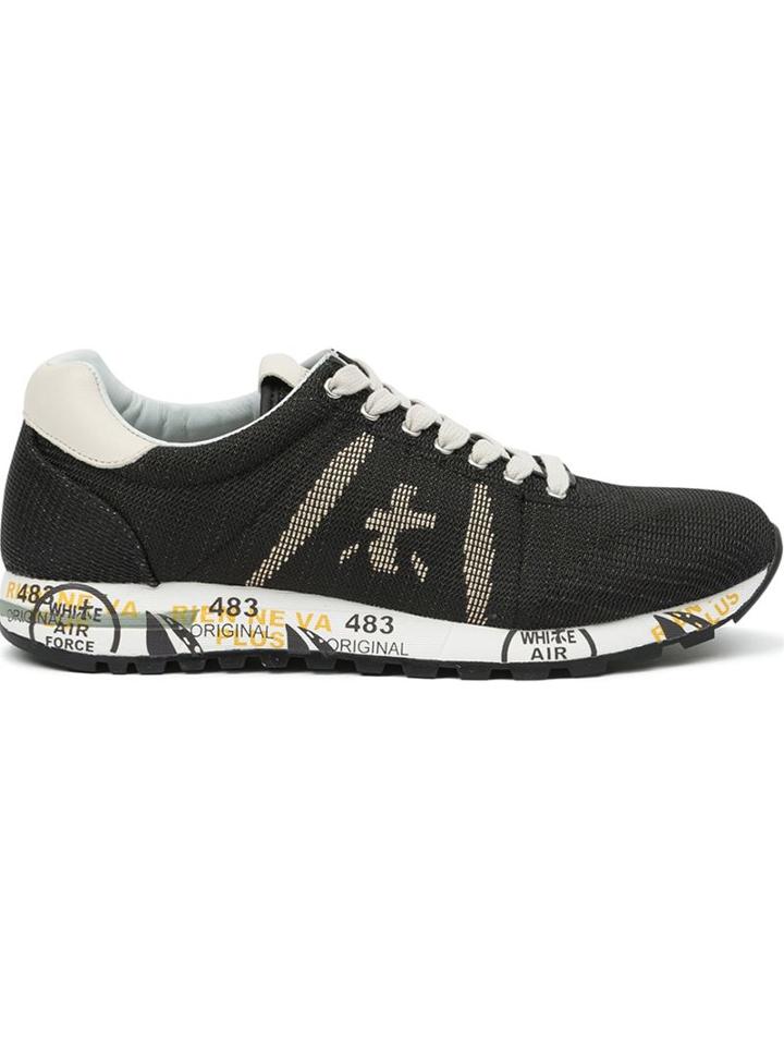 Premiata White Lucy Sneakers, Men's, Size: 44, Black, Polyethylene-vinyl Acetate Peva/rubber/calf Leather/polycarbonite