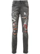 Haculla Distressed Slim-fit Jeans, Men's, Size: 38, Grey, Cotton/spandex/elastane