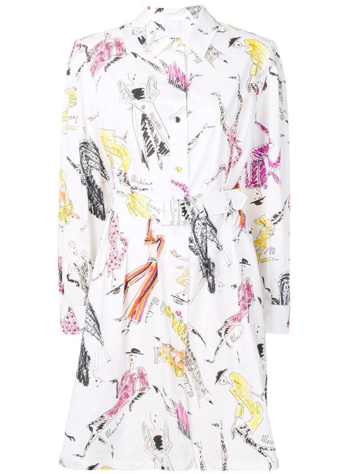 Moschino Printed Shirt Dress - White