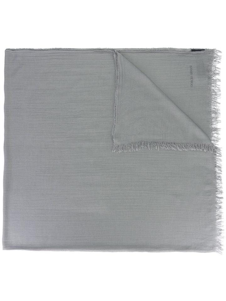 Giorgio Armani Frayed Trim Scarf, Men's, Grey, Modal/cashmere
