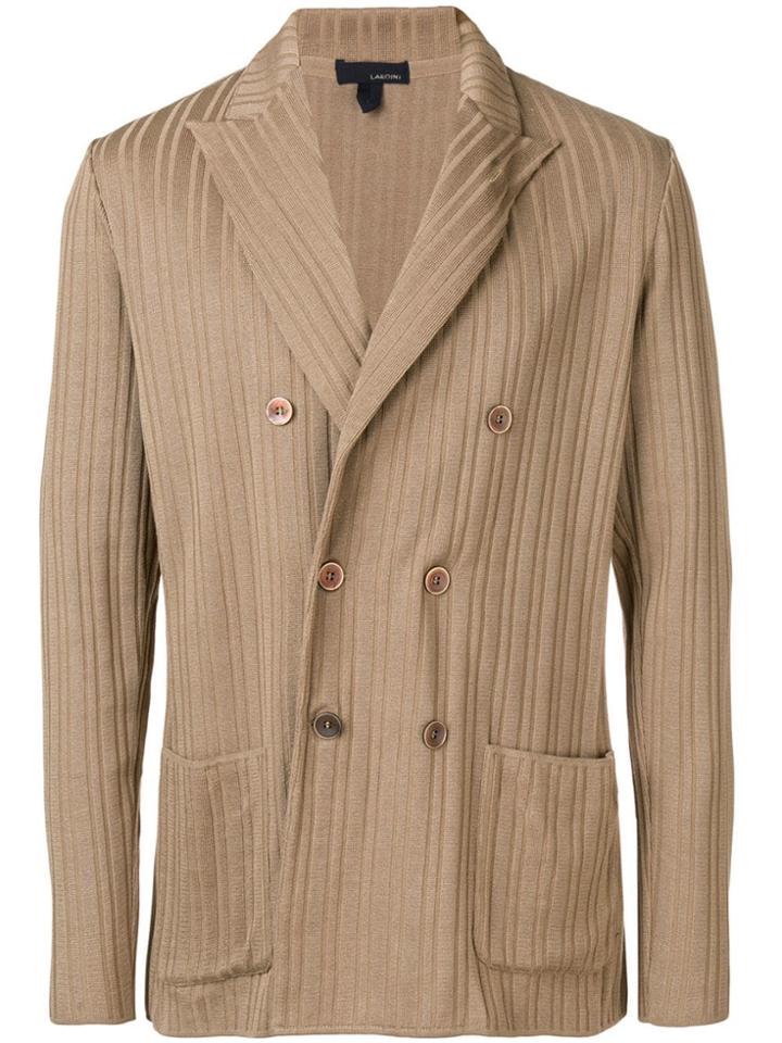 Lardini Ribbed Double-breasted Blazer - Brown