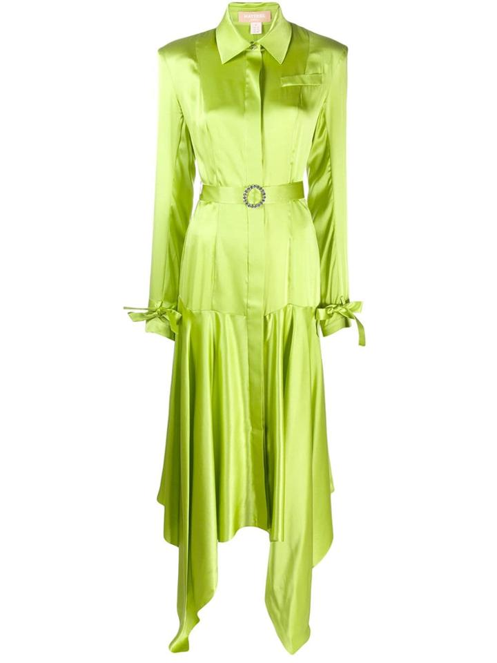 Matériel Long Belted Shirt Dress - Green