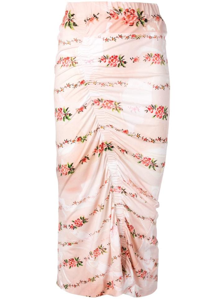 Preen By Thornton Bregazzi Floral Print Ruched Pencil Skirt - Neutrals