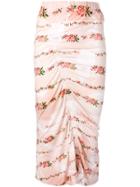 Preen By Thornton Bregazzi Floral Print Ruched Pencil Skirt - Neutrals