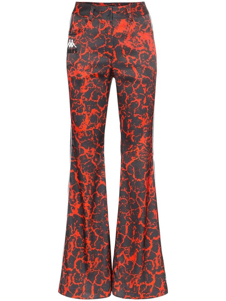 Charm's X Kappa Lava-print Flame-stripe Flared Trousers