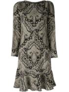 Etro Damask Print Drop Waist Dress, Women's, Size: 42, Black,