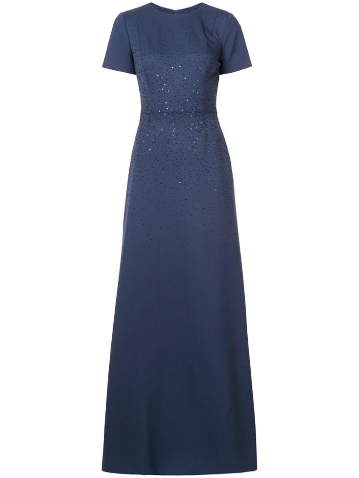 Carolina Herrera Embroidered Maxi Gown - Blue
