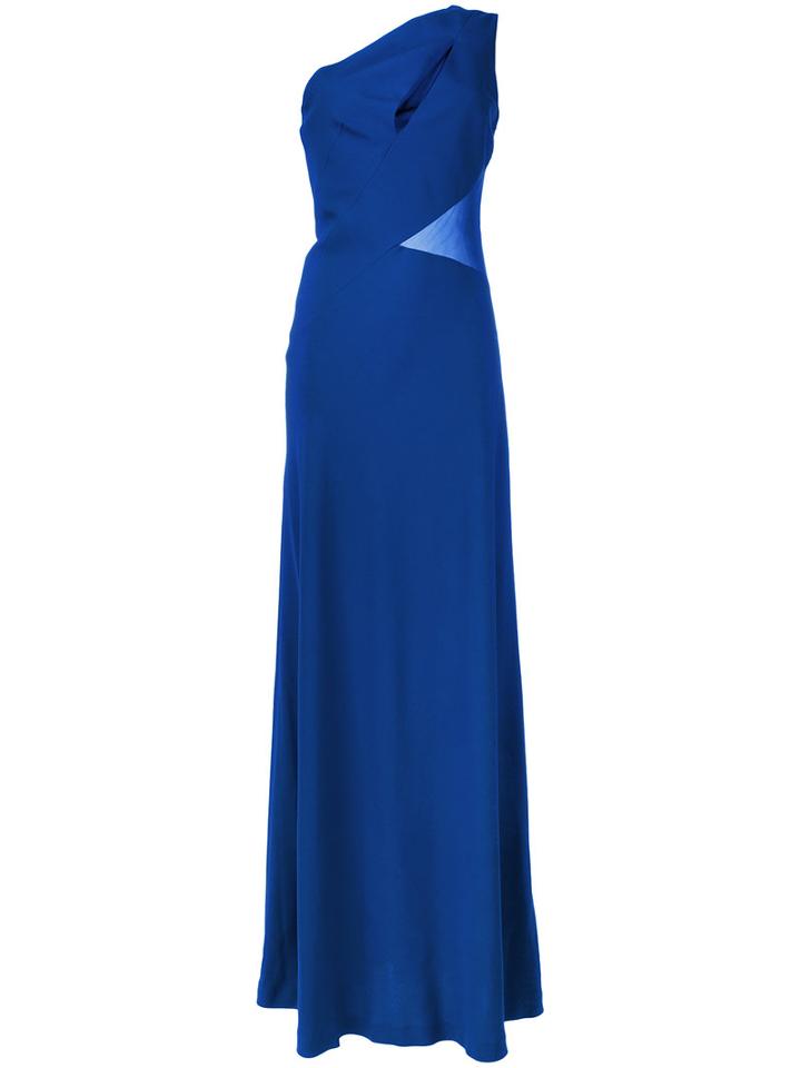 Alberta Ferretti - One Shoulder Gown - Women - Silk/acetate/rayon - 40, Women's, Blue, Silk/acetate/rayon
