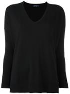 Polo Ralph Lauren V-neck Jumper, Women's, Size: Large, Black, Viscose/nylon/polyester/wool