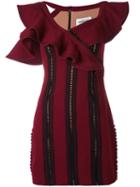 Self-portrait - Ruffled Sleeveless Dress - Women - Polyester/spandex/elastane/viscose - 8, Red, Polyester/spandex/elastane/viscose