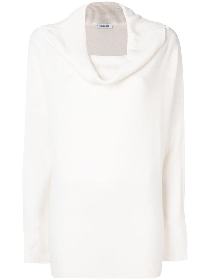 P.a.r.o.s.h. Cowl-neck Long Sleeve Sweater - White
