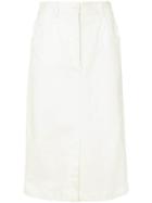 Tibi Washed Twill Pencil Skirt - White