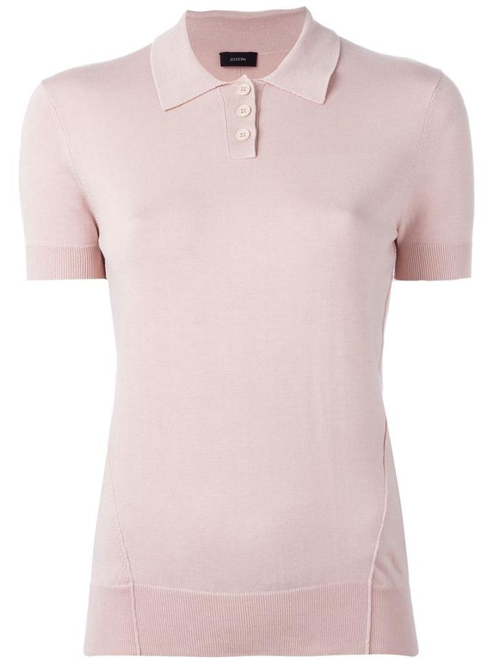 Joseph Knitted Polo Shirt, Women's, Size: L, Pink/purple, Silk/nylon/spandex/elastane
