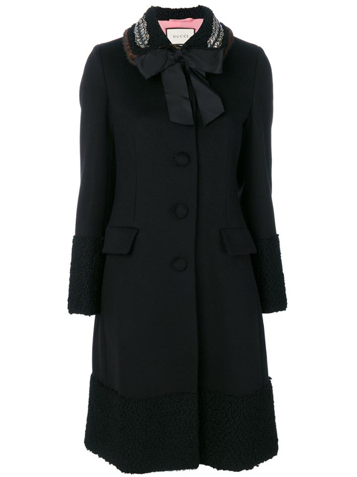 Gucci Single Breasted Coat - Black