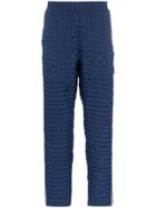 Adidas Quilted Checked Three-stripe Tracksuit Bottoms - Blue