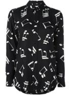 Saint Laurent Music Note Printed Shirt, Women's, Size: 38, Viscose