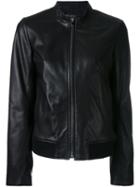 Joseph Ribbed Hem Zipped Jacket, Women's, Size: 38, Black, Lamb Skin