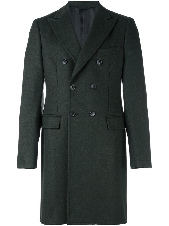 Tonello Double Breasted Coat, Men's, Size: 48, Green, Acetate/viscose/cashmere/wool