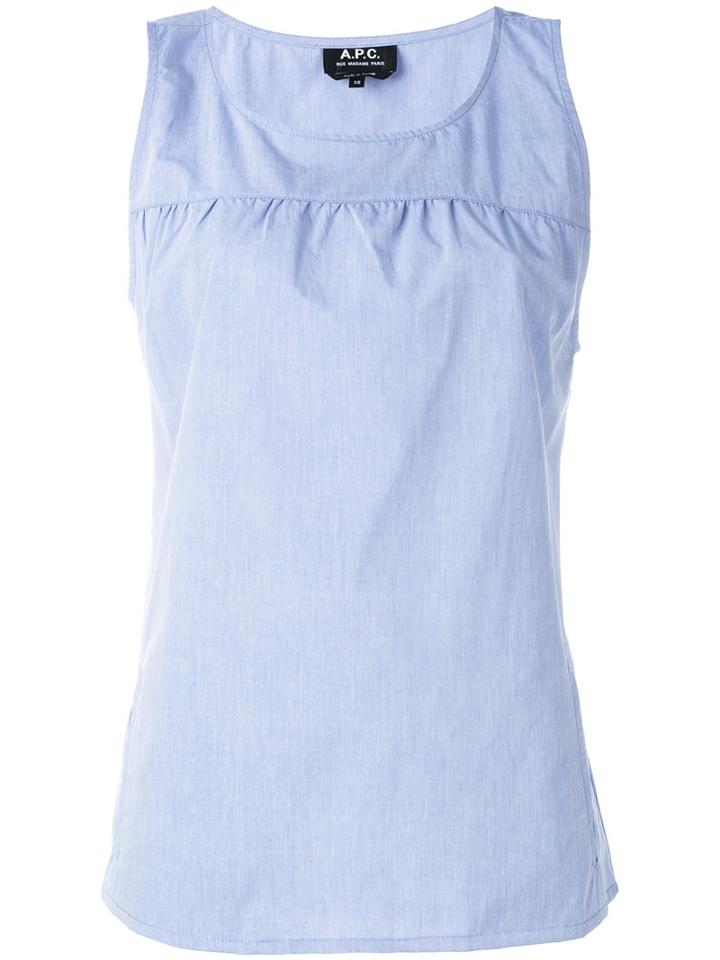 A.p.c. - Sleveless Blouse - Women - Cotton - 38, Blue, Cotton