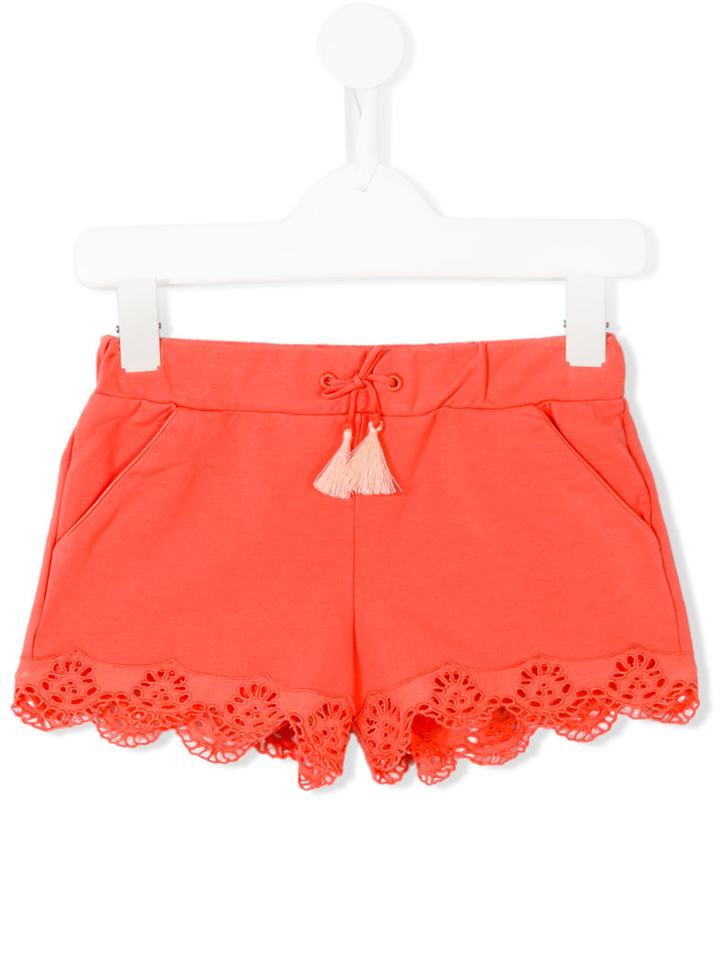 Chloé Kids Embroidered Shorts, Girl's, Size: 12 Yrs, Yellow/orange
