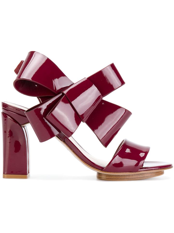 Delpozo Bow Strappy Sandals - Pink & Purple