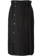 Jean Louis Scherrer Vintage Double Breasted Button Skirt, Women's, Size: 42, Black