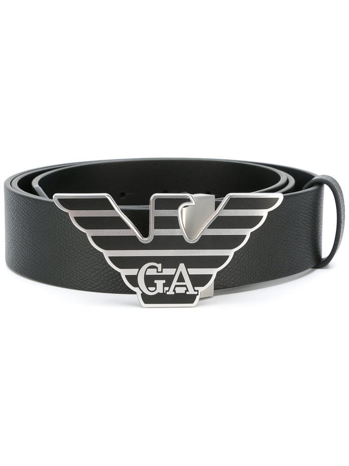 Emporio Armani - Logo Buckle Belt - Men - Leather - One Size, Black, Leather