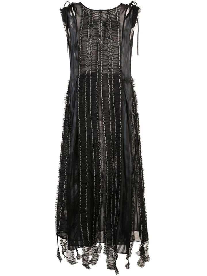 Renli Su Sheer Ruffle Dress - Black
