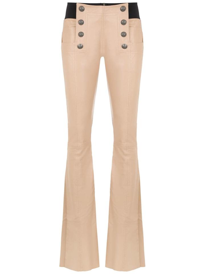 Andrea Bogosian Leather Flared Trousers - Neutrals