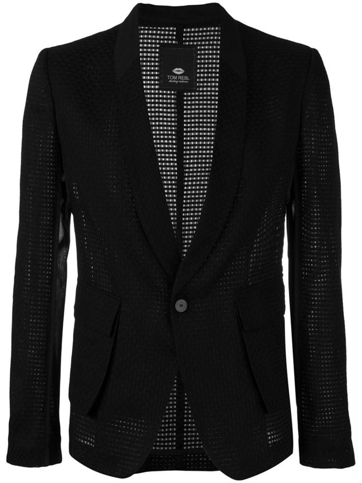 Tom Rebl Shawl Lapel Blazer, Men's, Size: 48, Black, Cotton/linen/flax/spandex/elastane/polyester Taffeta