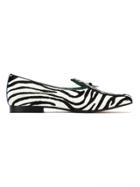 Blue Bird Shoes Leather Zebra Slippers - White