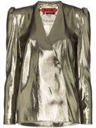 Ronald Van Der Kemp V-neck Silk Lurex Blend Blouse - Metallic
