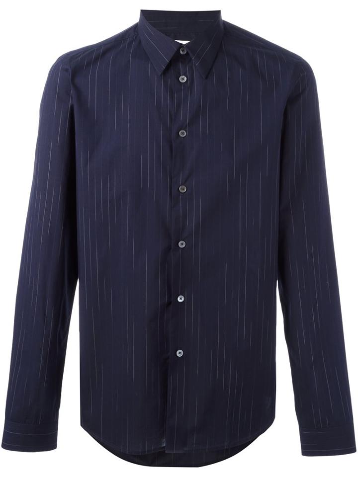 Ps By Paul Smith Faded Pinstripe Shirt, Men's, Size: Xxl, Blue, Cotton