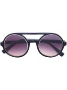 Derek Lam Bridged Round Frame Sunglasses, Women's, Black, Acetate