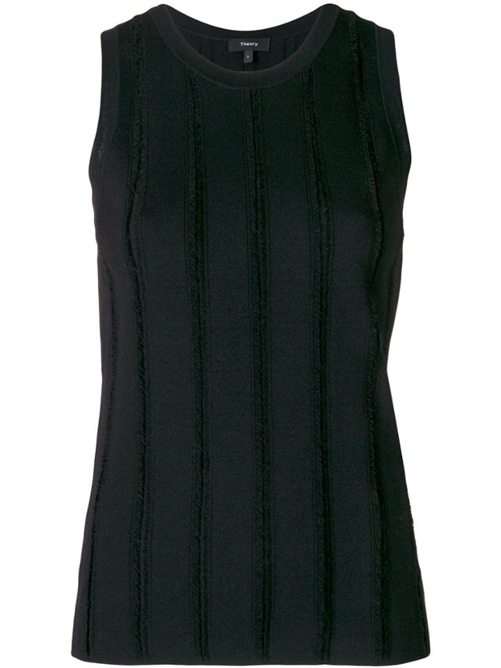 Theory Ribbed Knit Vest Top - Black