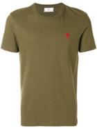 Ami Alexandre Mattiussi Crewneck T-shirt Red Ami De Coeur Embroidery -