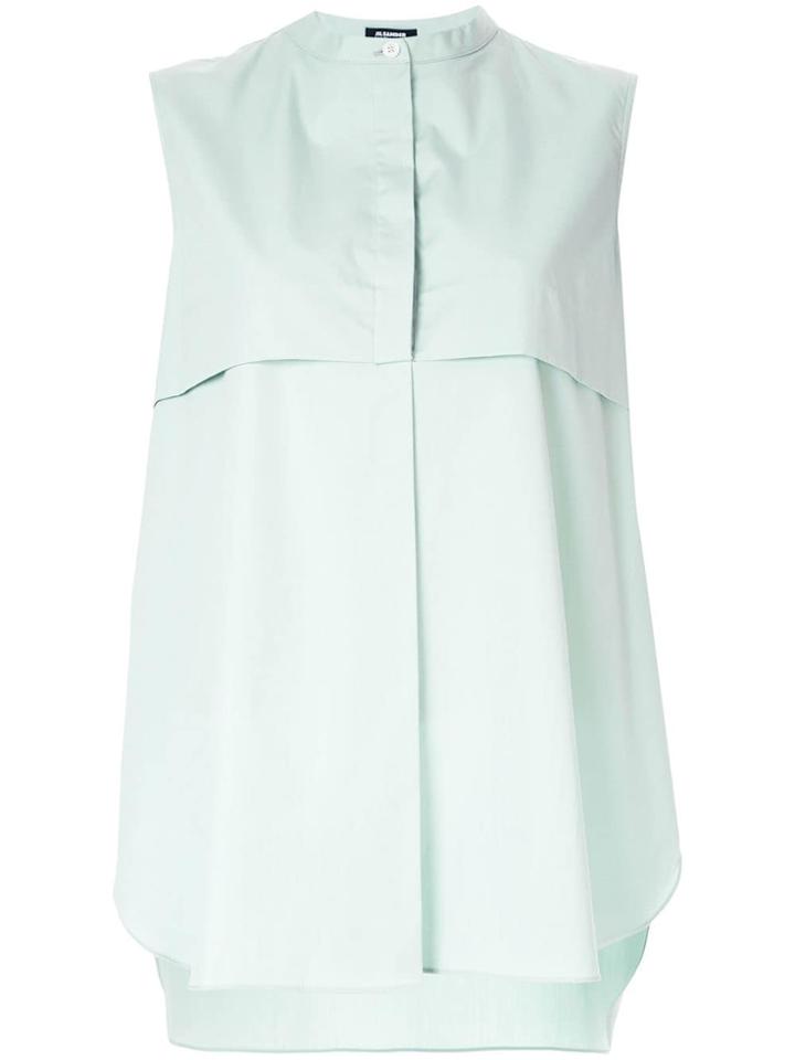 Jil Sander Navy Sleeveless Flared Blouse - Green