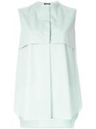 Jil Sander Navy Sleeveless Flared Blouse - Green