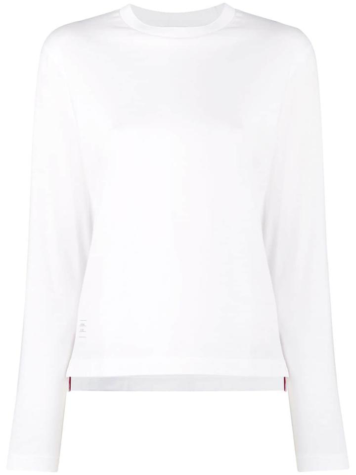 Thom Browne Long Sleeve Relaxed Fit Jersey Tee - White