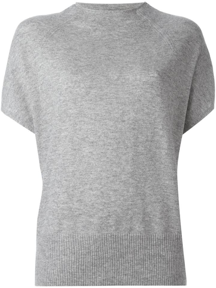 Vince Cap Sleeve Knitted Blouse, Women's, Size: Small, Grey, Cashmere