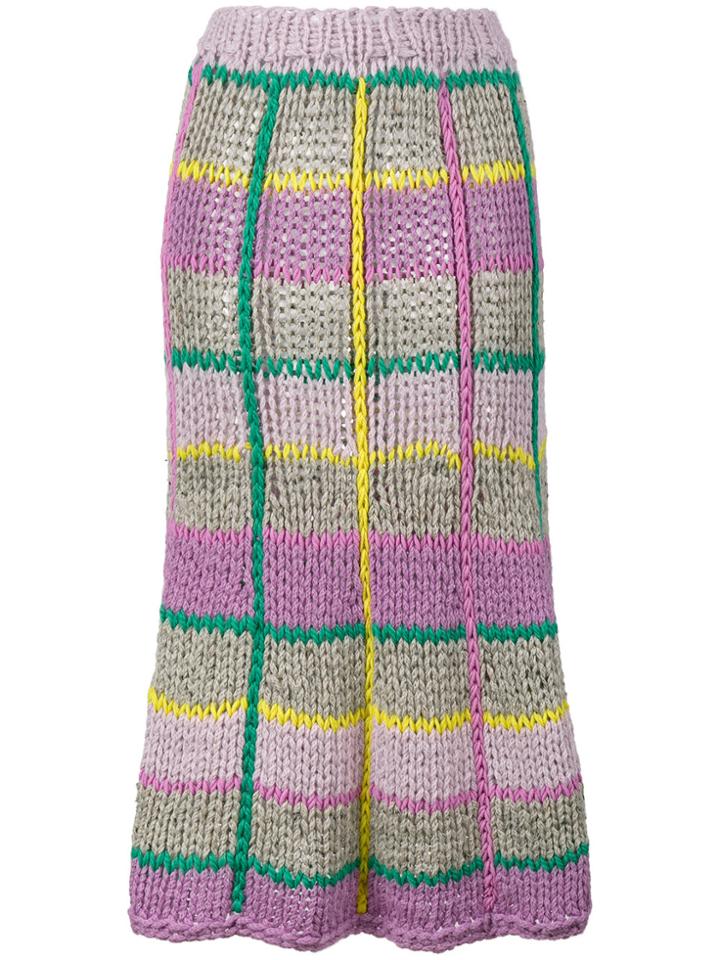 Natasha Zinko Knit Skirt With Check Pattern - Multicolour