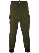 Dsquared2 Cropped Length Trousers, Men's, Size: 50, Green, Cotton/leather