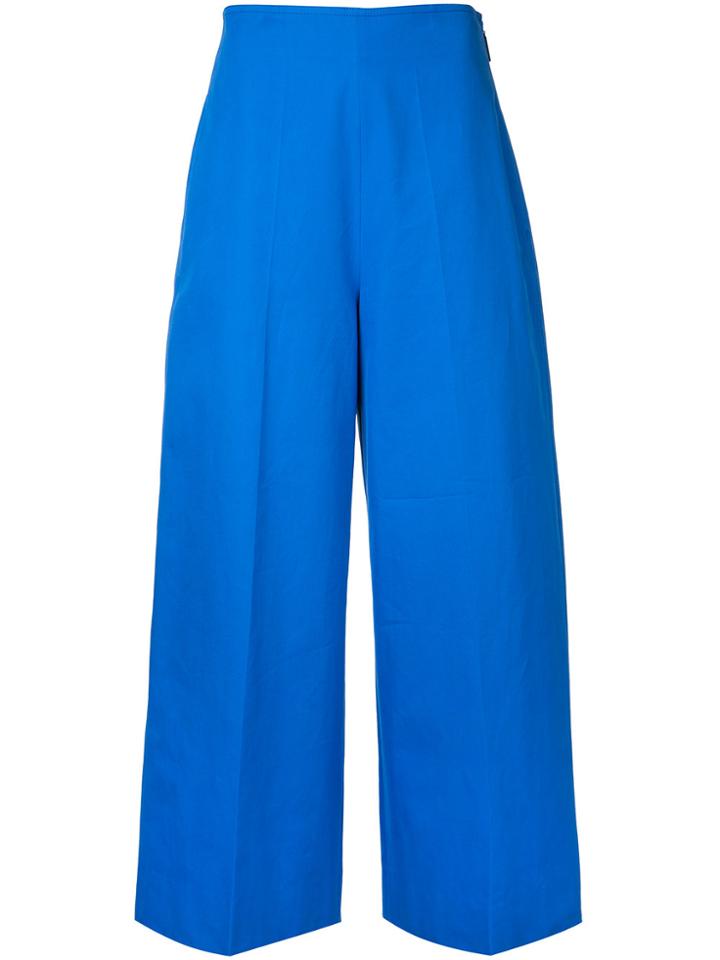 Msgm Cropped Wide-leg Trousers - Blue