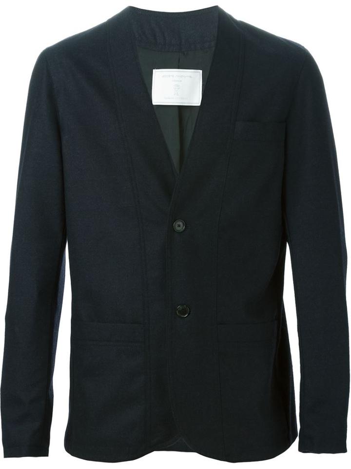 Société Anonyme Collarless Blazer, Men's, Size: 46, Blue, Wool