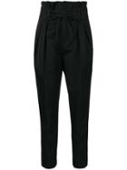 Iro Lace-up Waist Tapered Trousers - Black
