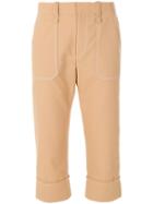 Chloé Cropped Stitch Detail Trousers - Brown
